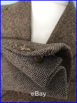Vintage Three 3 Piece Tweed Savile Row Bespoke Suit Size 38 40