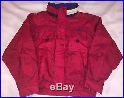 Vintage Tommy Hilfiger Hidden Hood Big Flag Spellout Jacket Red Fleece Lined XXL