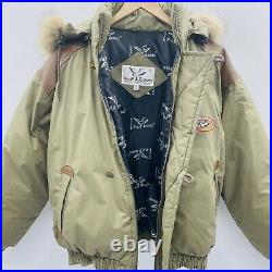 Vintage Triple F. A. T. Goose Mens Size Large Genuine Fur & Leather Trim Ski Coat