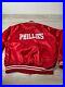 Vintage USA made Phillies Blunt Red Satin Jacket Snaps Auburn XL Free Shipping