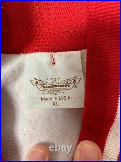 Vintage USA made Phillies Blunt Red Satin Jacket Snaps Auburn XL Free Shipping
