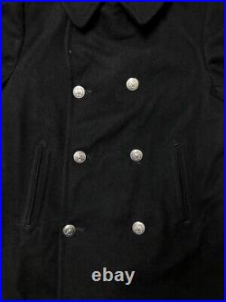 Vintage US Navy mens Over Pea Coat naval clothing kersey wool pembroke 38L 1970s
