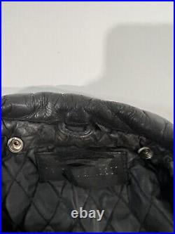 Vintage VTG 70's Black Leather YKK Full Zip Motorcycle Jacket Nylon Lined
