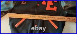 Vintage Varsity Football Letterman Lined Jacket Sz. 40 Wool Leather Orange Black