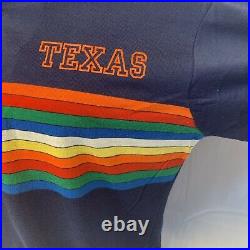 Vintage Velva Sheen UT University Of Texas Polo Shirt Rainbow Stripe Large