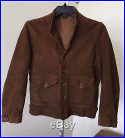 Vintage Vtg 1930’s 30’s A-1 Style Cossack Button Front Leather Jacket