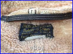 Vintage WW2 World War 2 Men's Leather Shearling Bomber Flight Flyboys Jacket 38