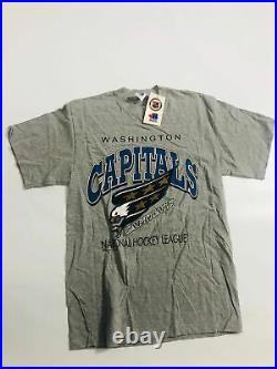 Vintage Washington Capitals T-Shirt Grey Blue Single Stitch Deadstock Hockey