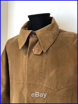 Vintage Worn French Farmer Hunter Jacket Brown Duck Cotton Chore Workwear Old