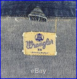 Vintage Wrangler Blue Bell 111MJ 50s Denim Jacket Distressed 38 (Fits XS/Small)