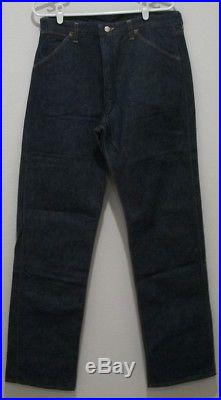 Vintage Wrangler Blue Bell Jeans Mens 34X34 Sanforized 1950s Talon Zipper #1794
