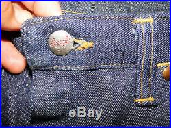 Vintage Wrangler Blue Bell Jeans Mens Sanforized never worm 1950s Sz 34X35