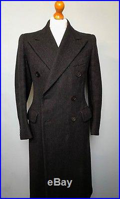 Vintage bespoke 1930’s 1940’s double breasted grey overcoat size 36