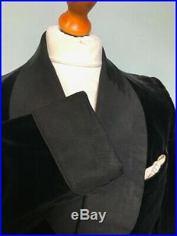 Vintage bespoke black 1930's Savile row smoking jacket size 38