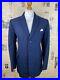 Vintage bespoke chalk stripe royal navy blue three button suit size 42