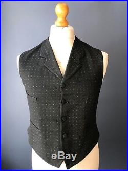 Vintage bespoke edwardian 1920’s black waistcoat size 36 38 reg