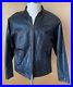 Vintage classic men’s black leather collarless jacket 1970’s 40