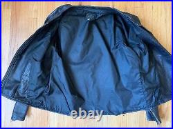 Vintage classic men's black leather collarless jacket 1970's 40