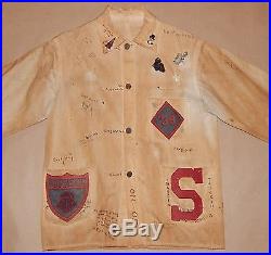 Vintage denim 1930's men's white canvas graffiti jacket barn coat