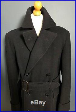 Vintage double breasted belted navy blue 1940's CC41 overcoat size 40 42
