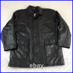 Vintage fleur de peau vintage leather coat diffuse par lambskin black size 52