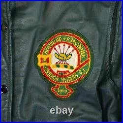 Vintage leather jacket 1969 Cameron Heights school gaels M/L Varsity button up