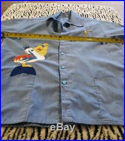 Vintage mens shirt loop collar cabana wear 50s Bird bowling shirt Rockabilly