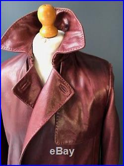 Vintage mulberry long red leather trench coat overcoat mac size 38