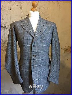 Vintage three 3 piece Prince of Wales 1930's bespoke suit size 42 44