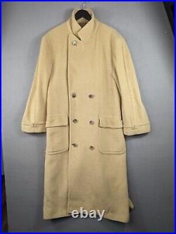 Vntg 80s 90s Perry Ellis Camel Tan Cashmere Wool Double Breasted Coat Sz 44 USA