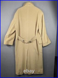 Vntg 80s 90s Perry Ellis Camel Tan Cashmere Wool Double Breasted Coat Sz 44 USA