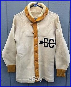 Vtg 1920’s 30’s SPALDING Shawl Collar Cross Country Cardigan Letterman Sweater S