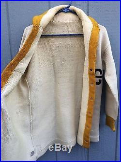Vtg 1920's 30's SPALDING Shawl Collar Cross Country Cardigan Letterman Sweater S