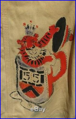 Vtg. 1940's LEE Sanforized Chore jacket WORKWEAR OG painted logo unit insignia