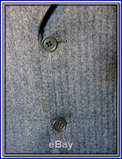 Vtg 1940s Gray & Blk HERRINGBONE SUIT Sz 36 Pants 32X30 Union Made USA 2-Button
