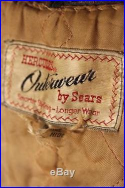 Vtg 1940s HERCULES Sears HORSEHIDE Leather Flight Motorcycle Jacket Large