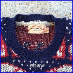 Vtg 1940s Jantzen 50s Polar Bear Penguin Winter Knit Christmas 40s Ski Sweater