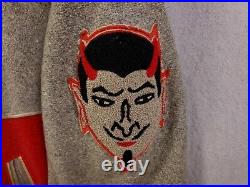 Vtg 1950S Rockabilly Patched Gray Red Wool Letterman Jacket Sm Md 42 Chest