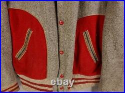 Vtg 1950S Rockabilly Patched Gray Red Wool Letterman Jacket Sm Md 42 Chest