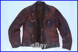 Vtg 1950’s Horsehide Leather Motorcycle Welding Engineer Chore Work Jacket