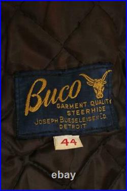 Vtg 1950s BUCO D-Pocket Steerhide Leather Motorcycle Jacket 40/42