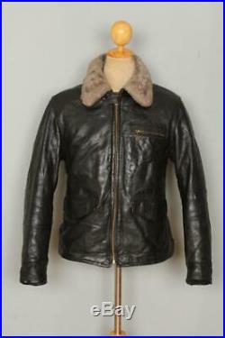 Vtg 1950s HORSEHIDE Leather Sports Motorcycle Fleece Lined Jacket Medium