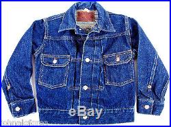 Vtg 1950s Levi's Type II Big E 507XX Denim Jacket Leather Patch Kid's Size 501