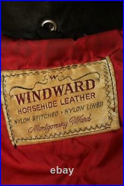 Vtg 1950s WINDWARD 2 Star HORSEHIDE Leather Motorcycle Jacket 40 Medium