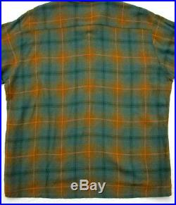 Vtg 1960s Rayon Loop Collar shirt XL Penney's rockabilly shadow plaid 50s EUC