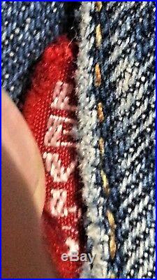 Vtg 1966-68 LEVI Big E #16 Single Stitch RedLine Scovill Zip V-stitch Jeans