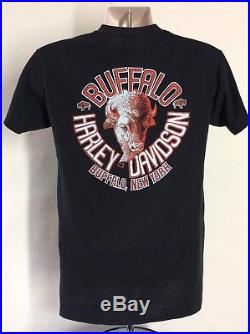 Vtg 1986 3D Emblem Harley Davidson T-Shirt Black M/L 80s Buffalo NY Eagle