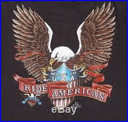 Vtg 1986 3D Emblem Harley-Davidson T-Shirt Size S 50/50 2-Sided Soft & Thin