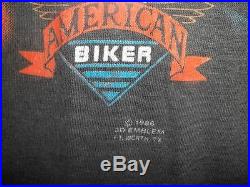 Vtg 1986 Distressed 3D EMBLEM HAWG WILD Hog On Harley American Biker T-Shirt S/M
