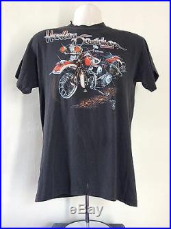 Vtg 1989 3D Emblem Harley Davidson T-Shirt Black M/L 80s 50/50 Motorcycle Biker